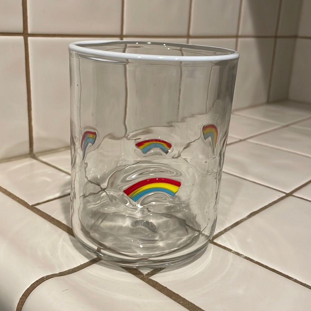 Anthropologie rainbow juice glass